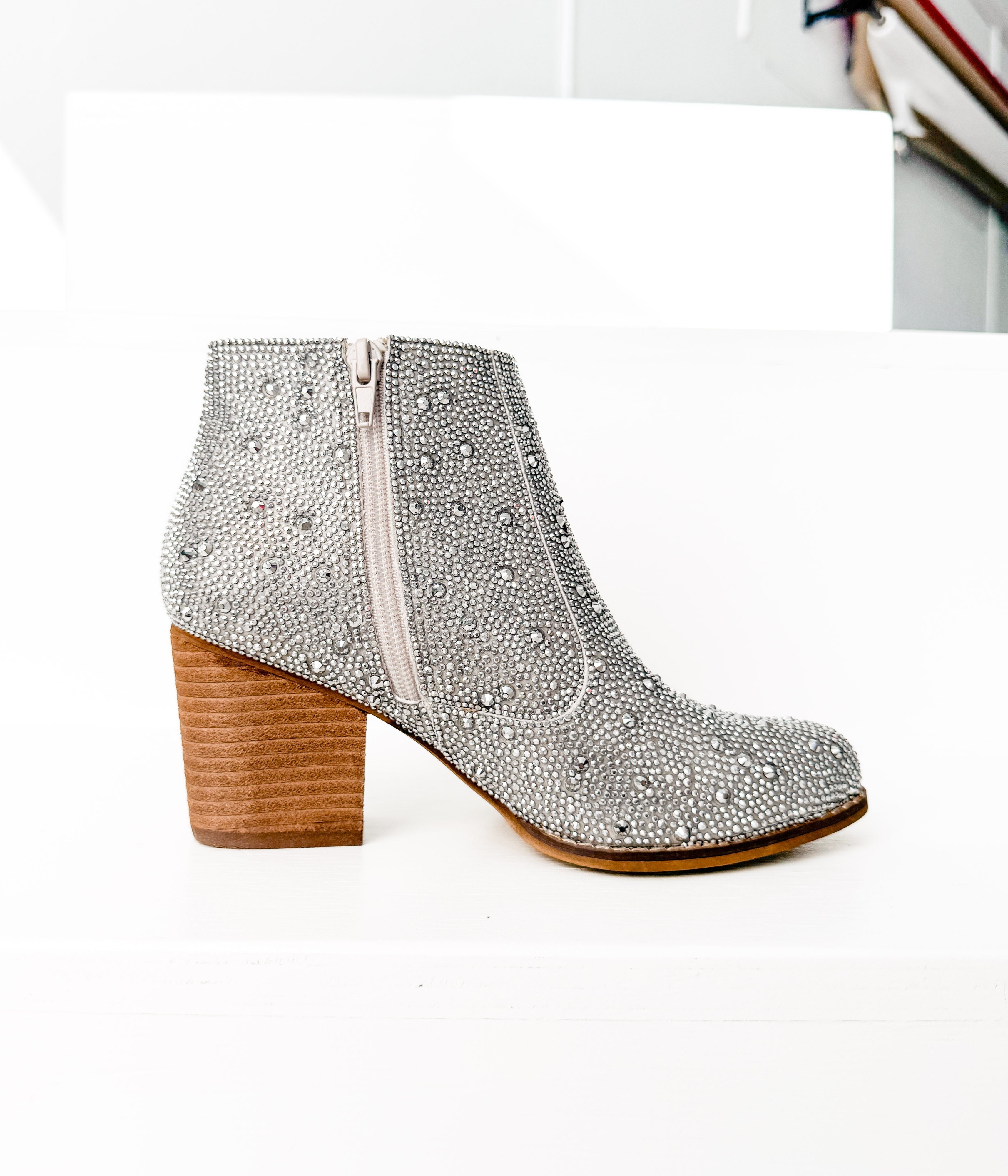 Shine Star Rhinestone Bootie in Silver Shoes Ave Shops- Tilden Co.