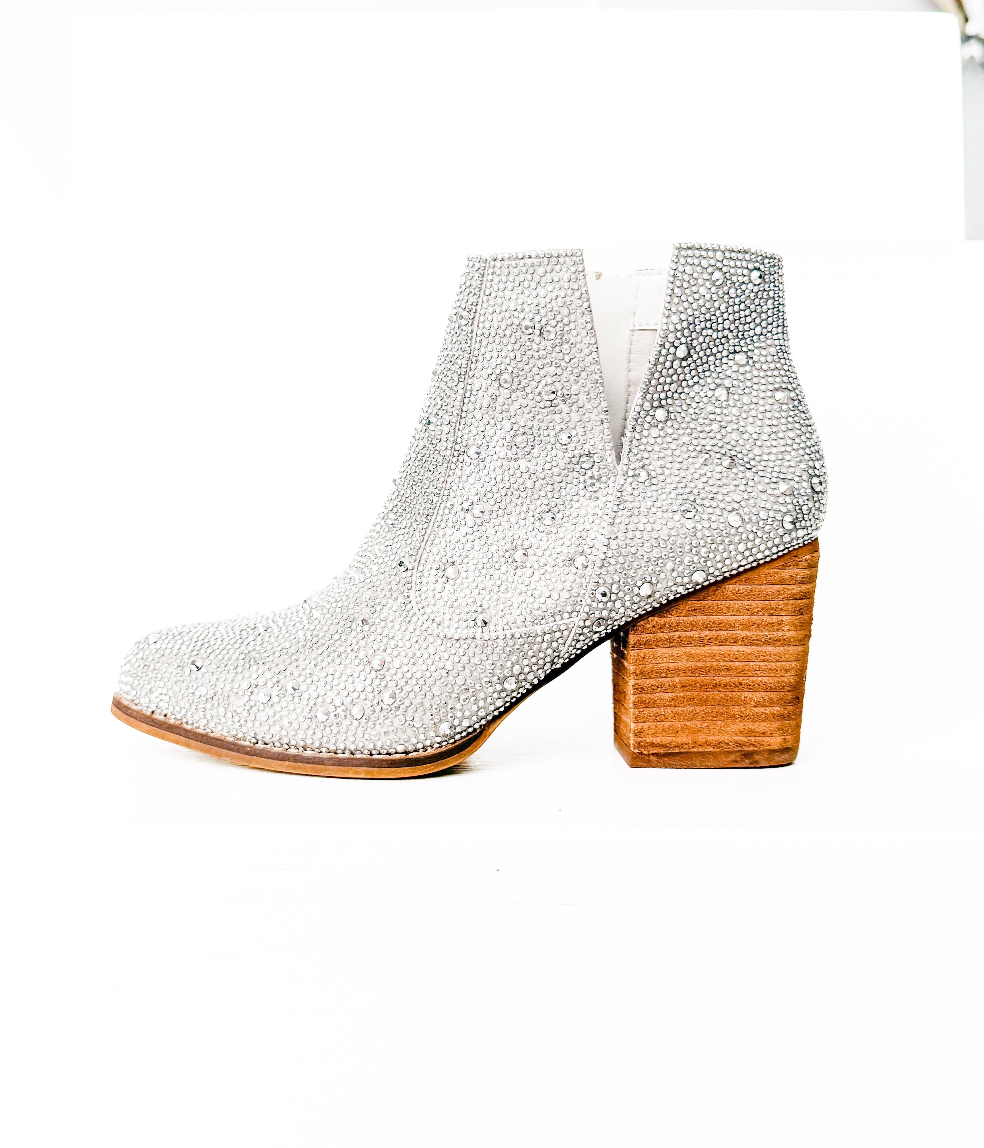 Shine Star Rhinestone Bootie in Silver Shoes Ave Shops- Tilden Co.