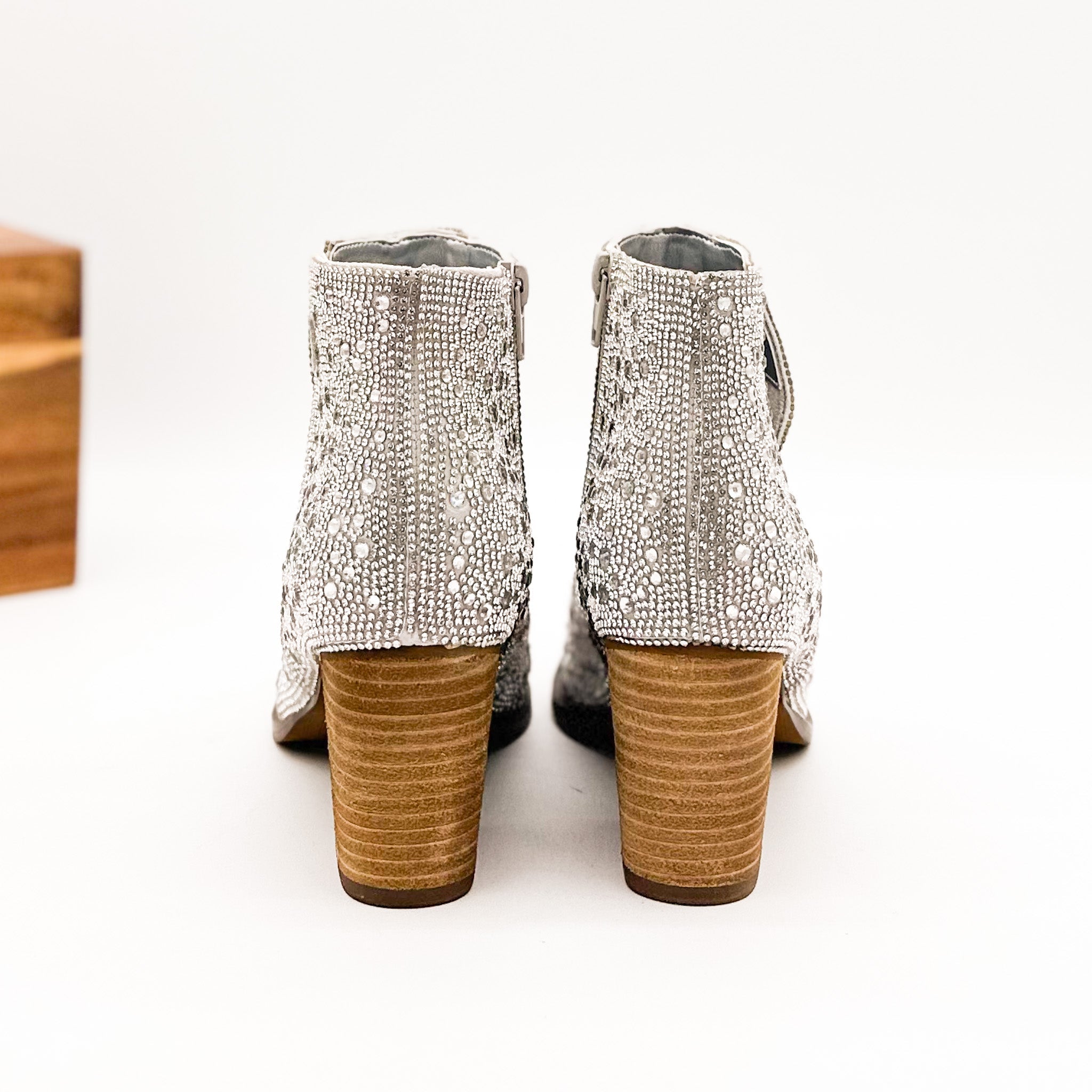 Shine Star Rhinestone Bootie in Silver 110 Fashion Boots Naughty Monkey- Tilden Co.