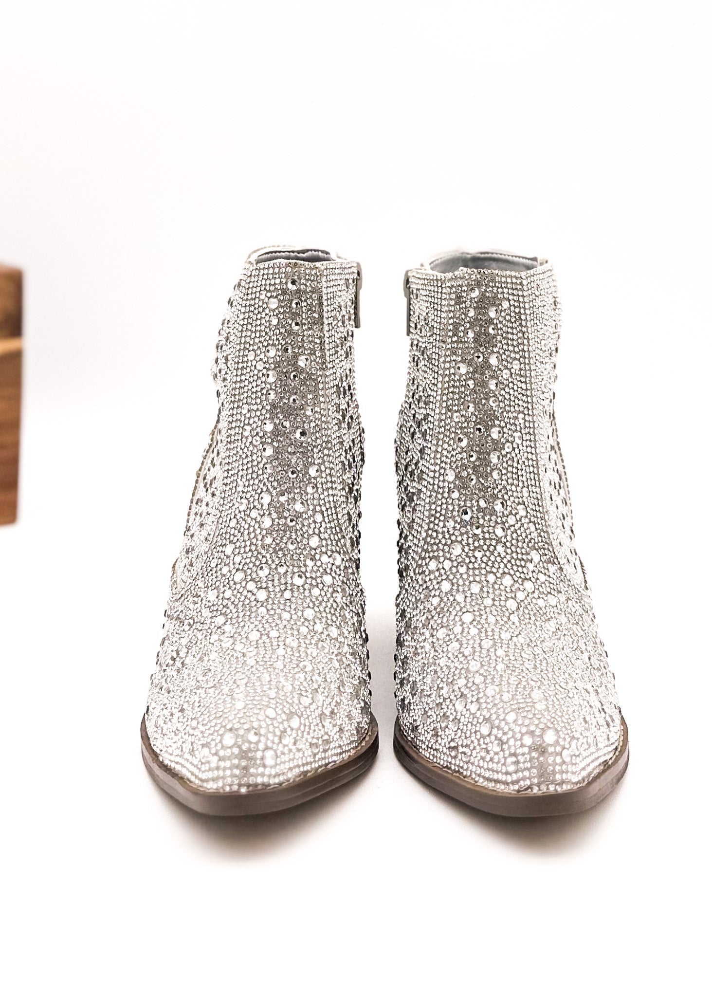 Shine Star Rhinestone Bootie in Silver 110 Fashion Boots Naughty Monkey- Tilden Co.