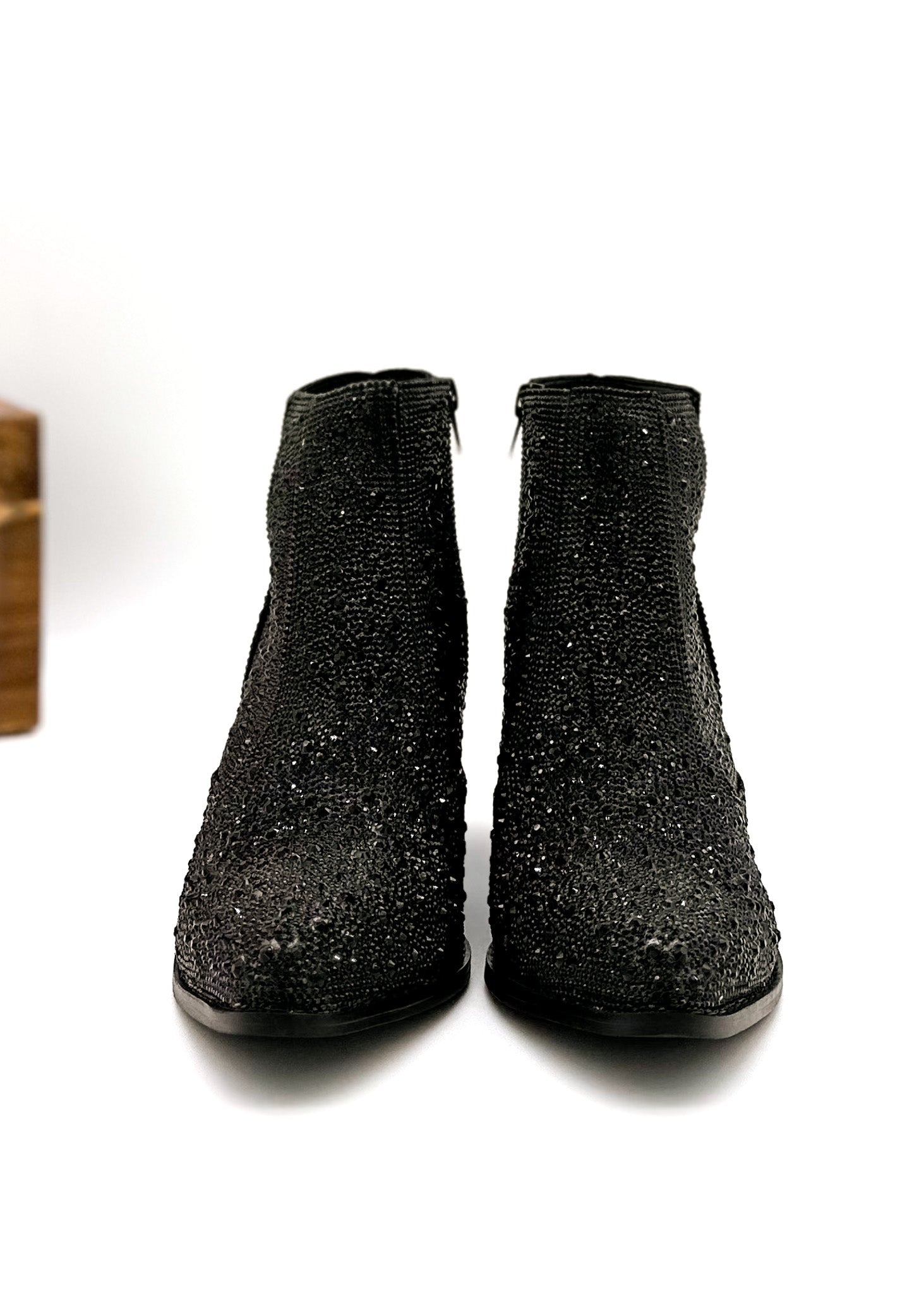 Shine Star Rhinestone Bootie in Black 110 Fashion Boots Naughty Monkey- Tilden Co.