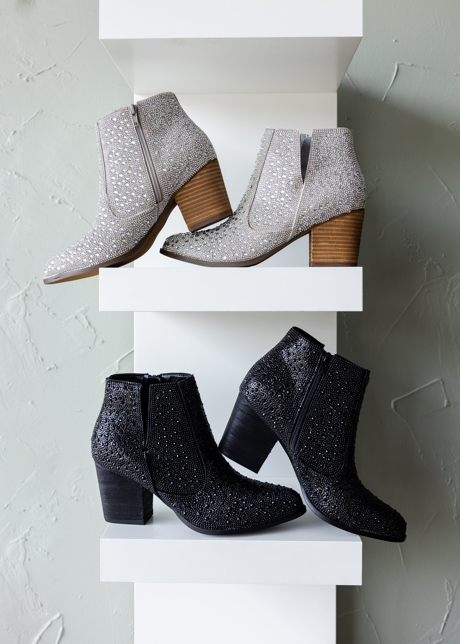 Shine Star Rhinestone Bootie in Black 110 Fashion Boots Naughty Monkey- Tilden Co.