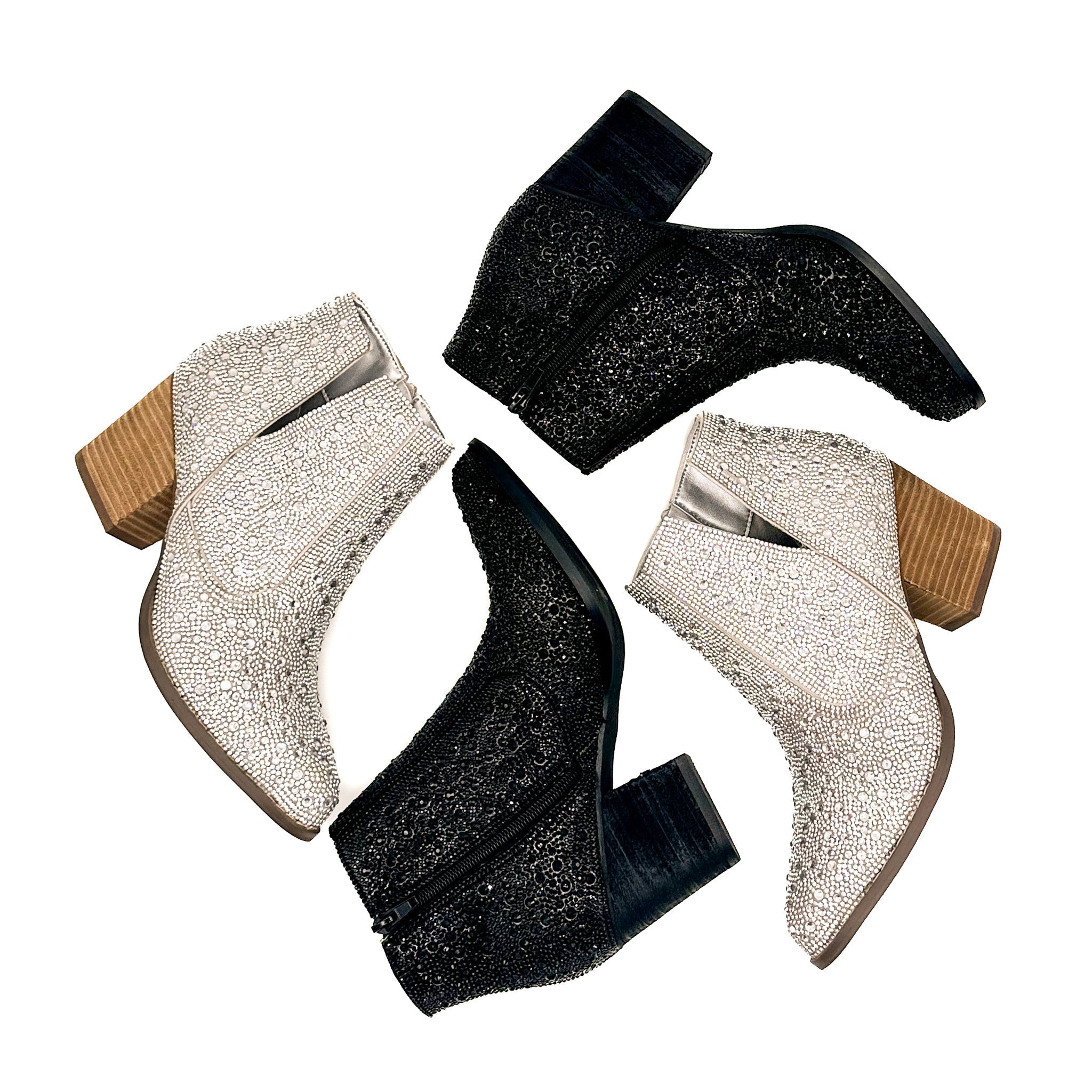 Shine Star Rhinestone Bootie in Silver    Shoes Ave Shops- Tilden Co.