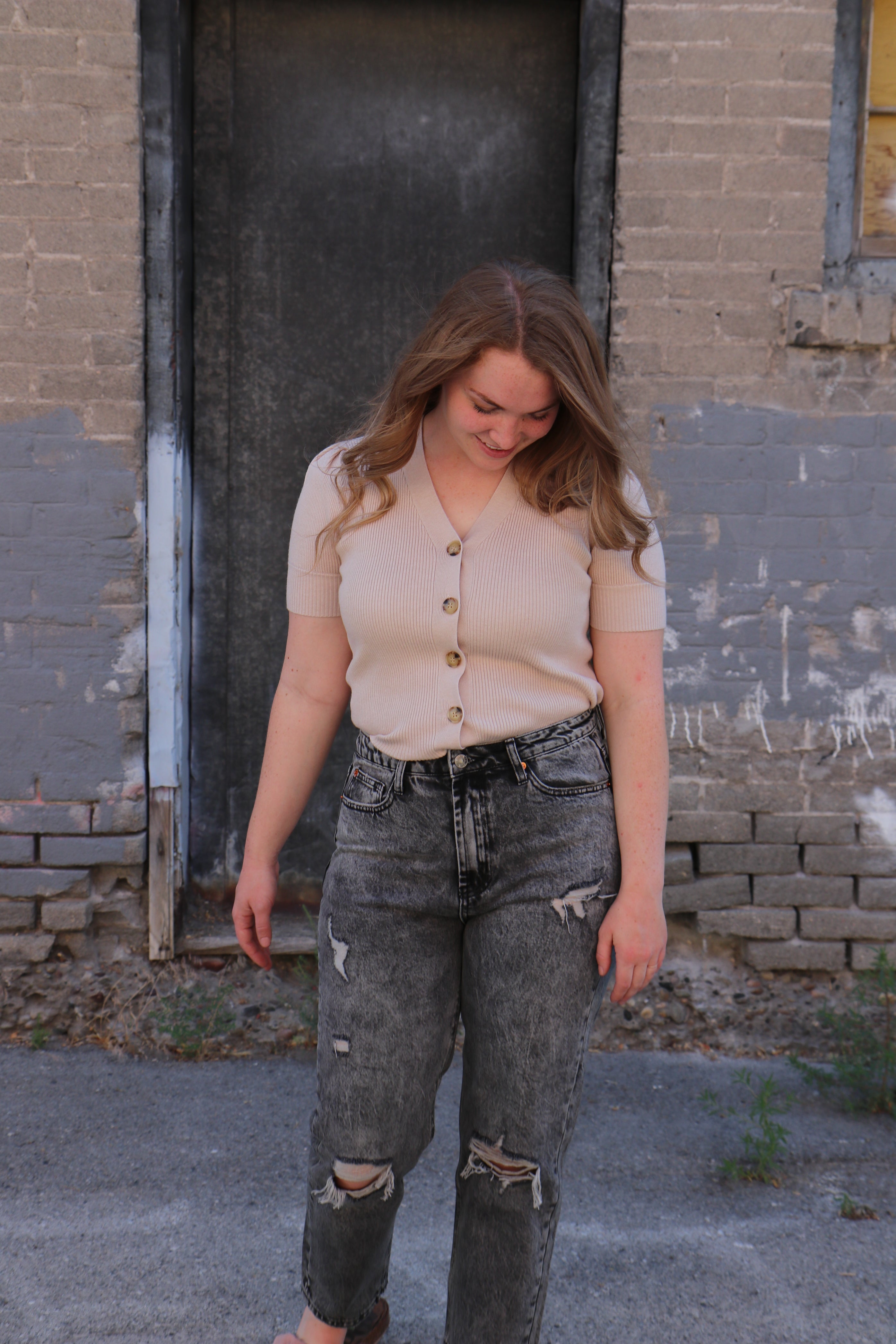 Short Sleeve Cardigan in Tan Cardigan Mikarose- Tilden Co.
