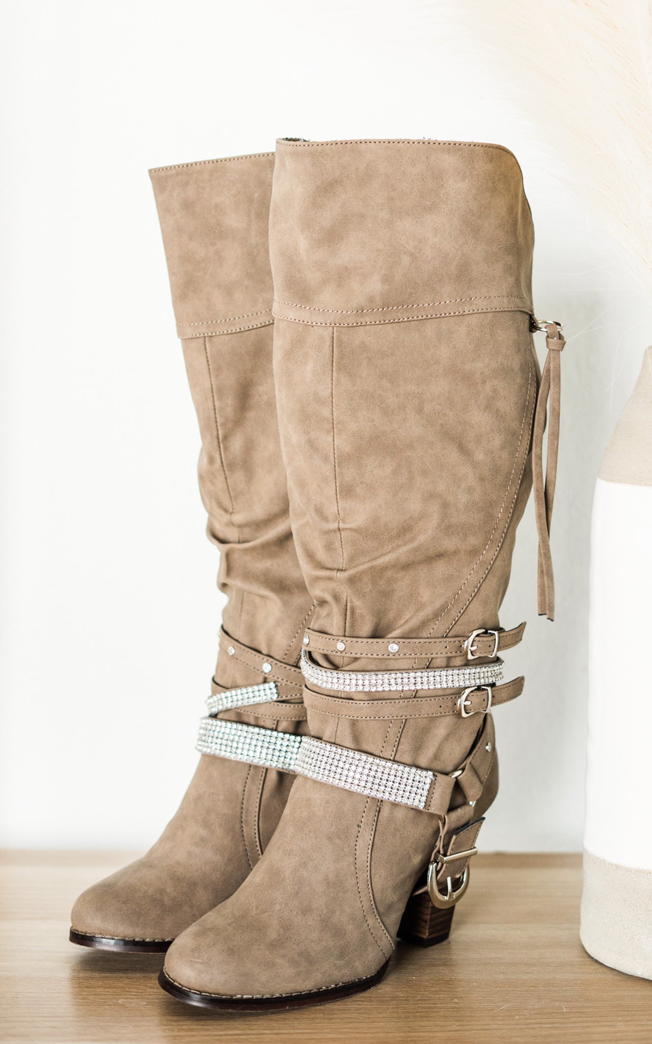 Stacey Boots in Taupe 110 Fashion Boots Naughty Monkey- Tilden Co.