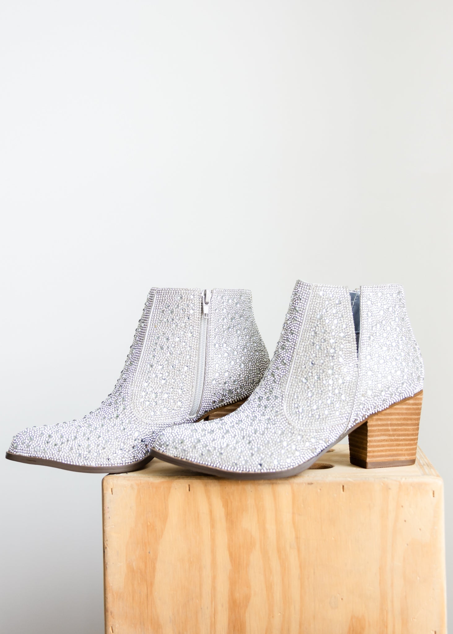 Shine Star Rhinestone Bootie in Silver    Shoes Ave Shops- Tilden Co.