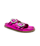 Stellar Rhinestone Buckle Slides in Fuschia 130 Sandals Naughty Monkey- Tilden Co.