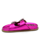 Stellar Rhinestone Buckle Slides in Fuschia 130 Sandals Naughty Monkey- Tilden Co.