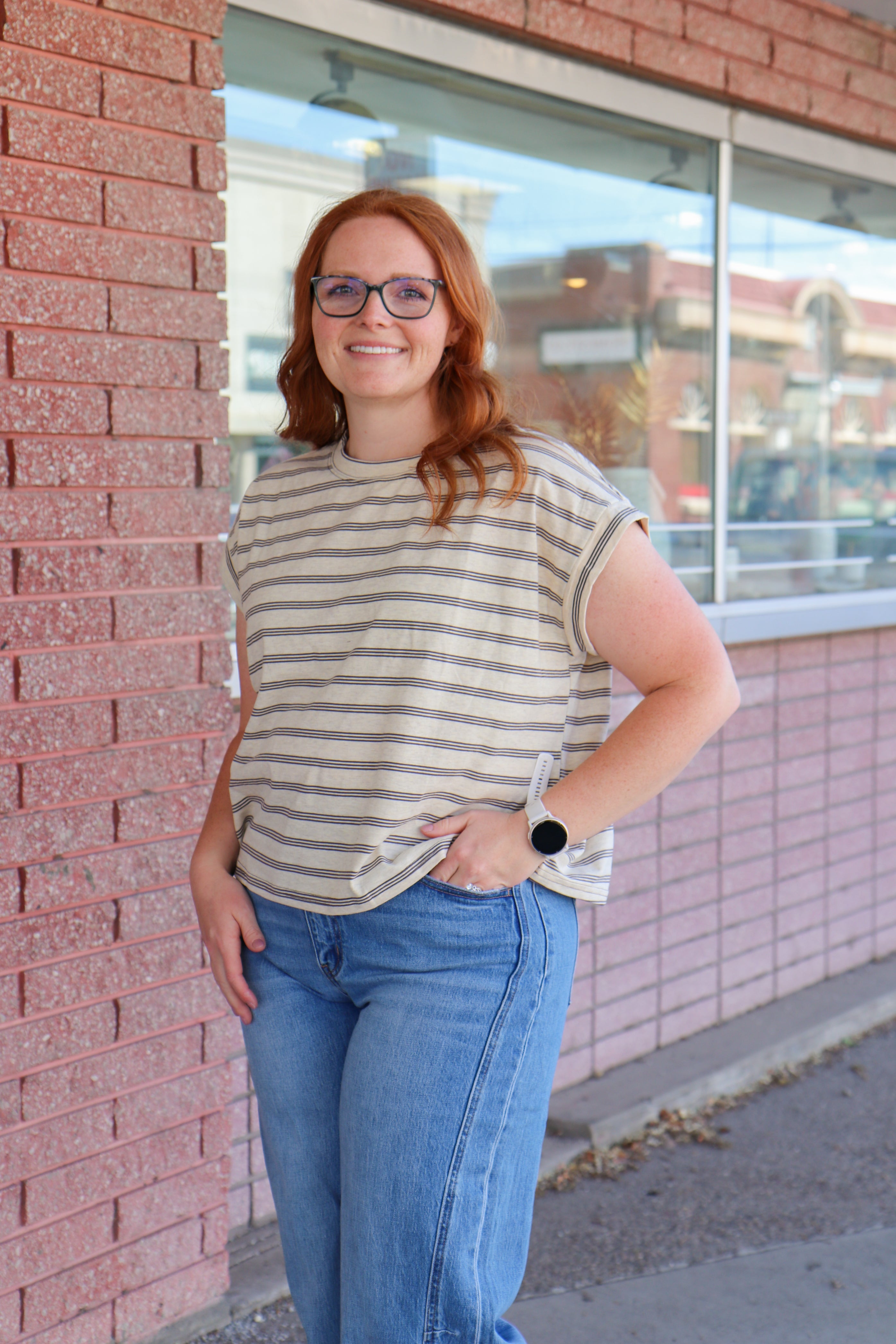 Oat & Brown Stripe Top Tees Sewn and Seen- Tilden Co.