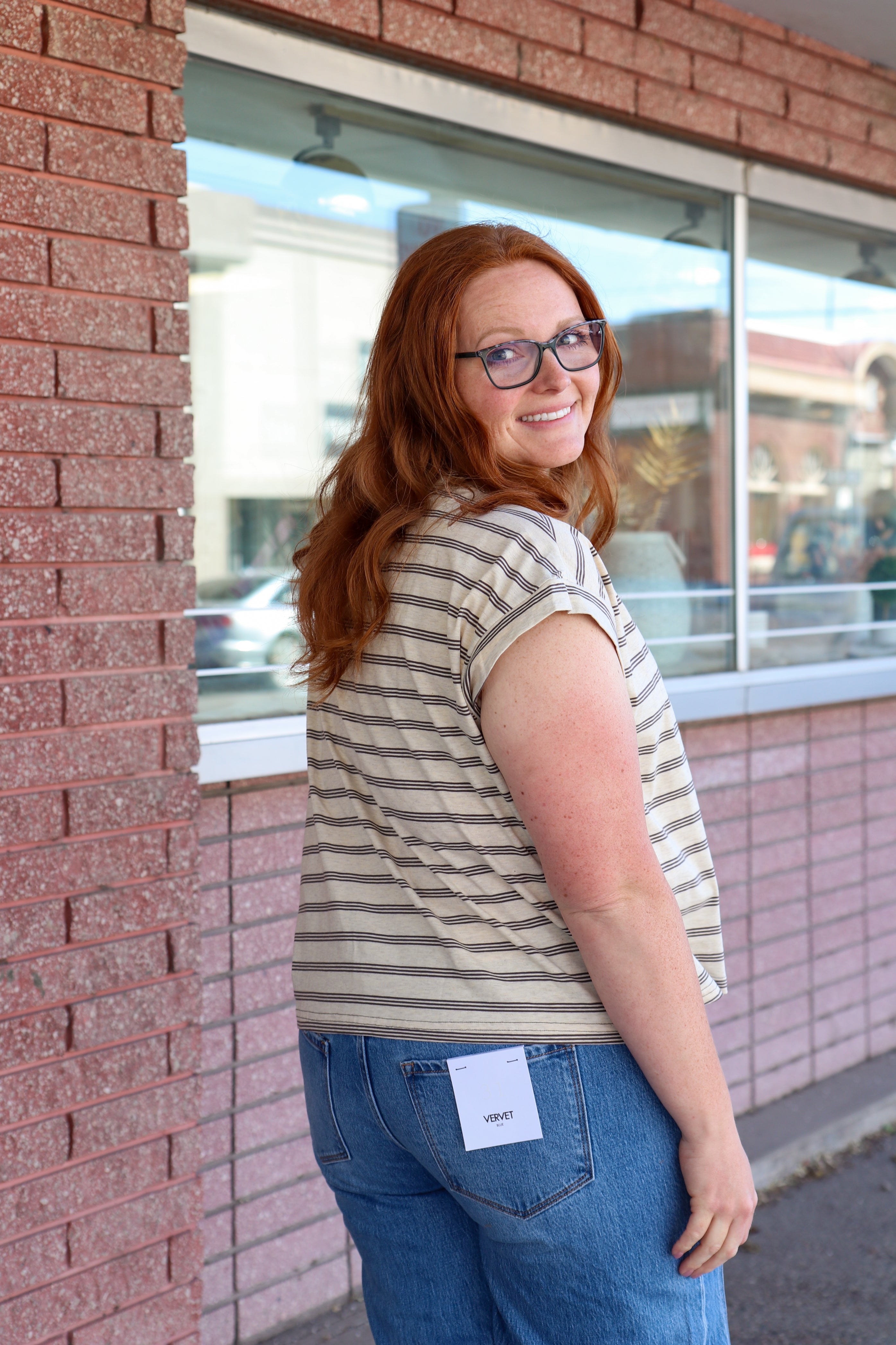 Oat & Brown Stripe Top Tees Sewn and Seen- Tilden Co.