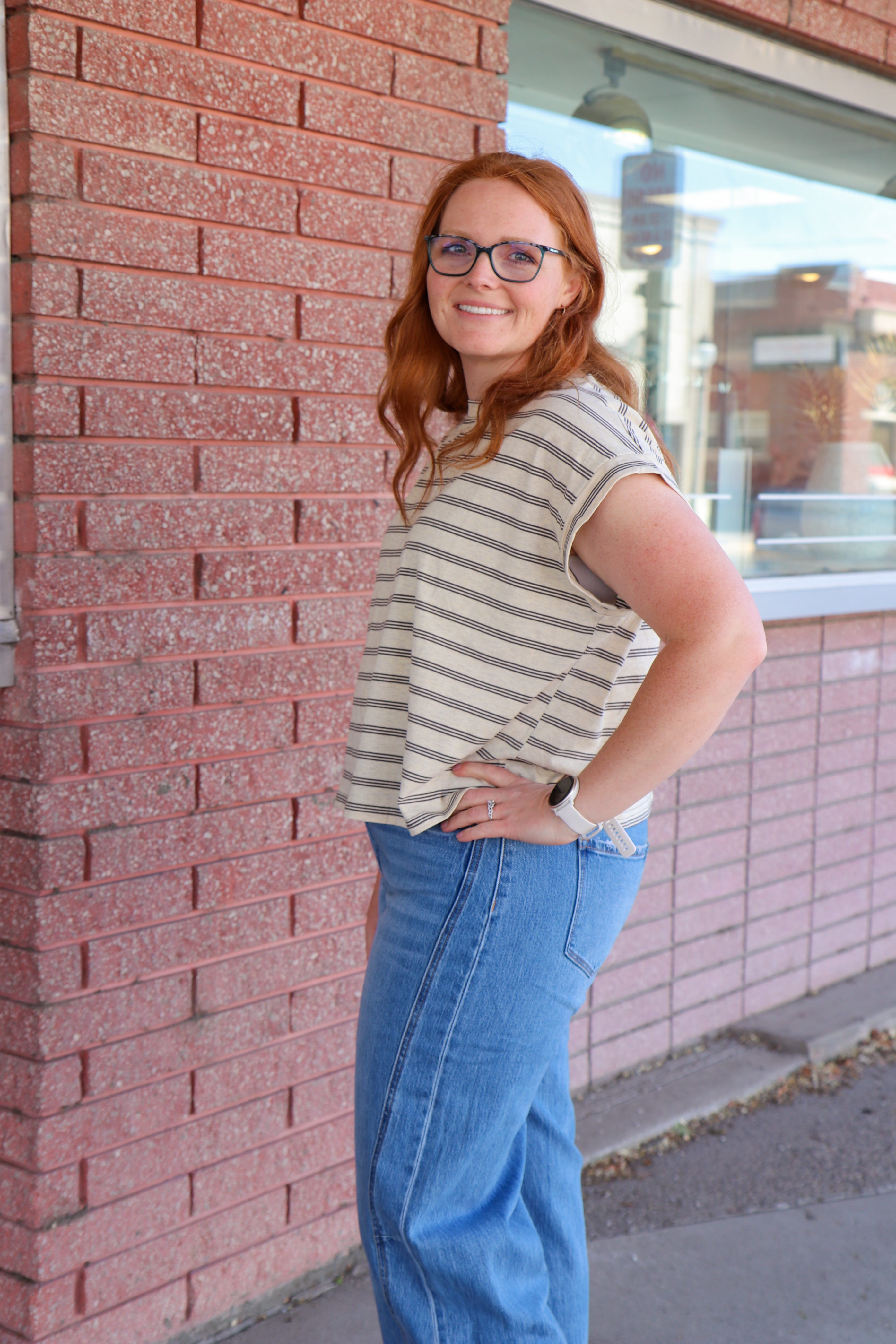 Oat & Brown Stripe Top Tees Sewn and Seen- Tilden Co.