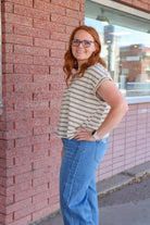 Oat & Brown Stripe Top Tees Sewn and Seen- Tilden Co.