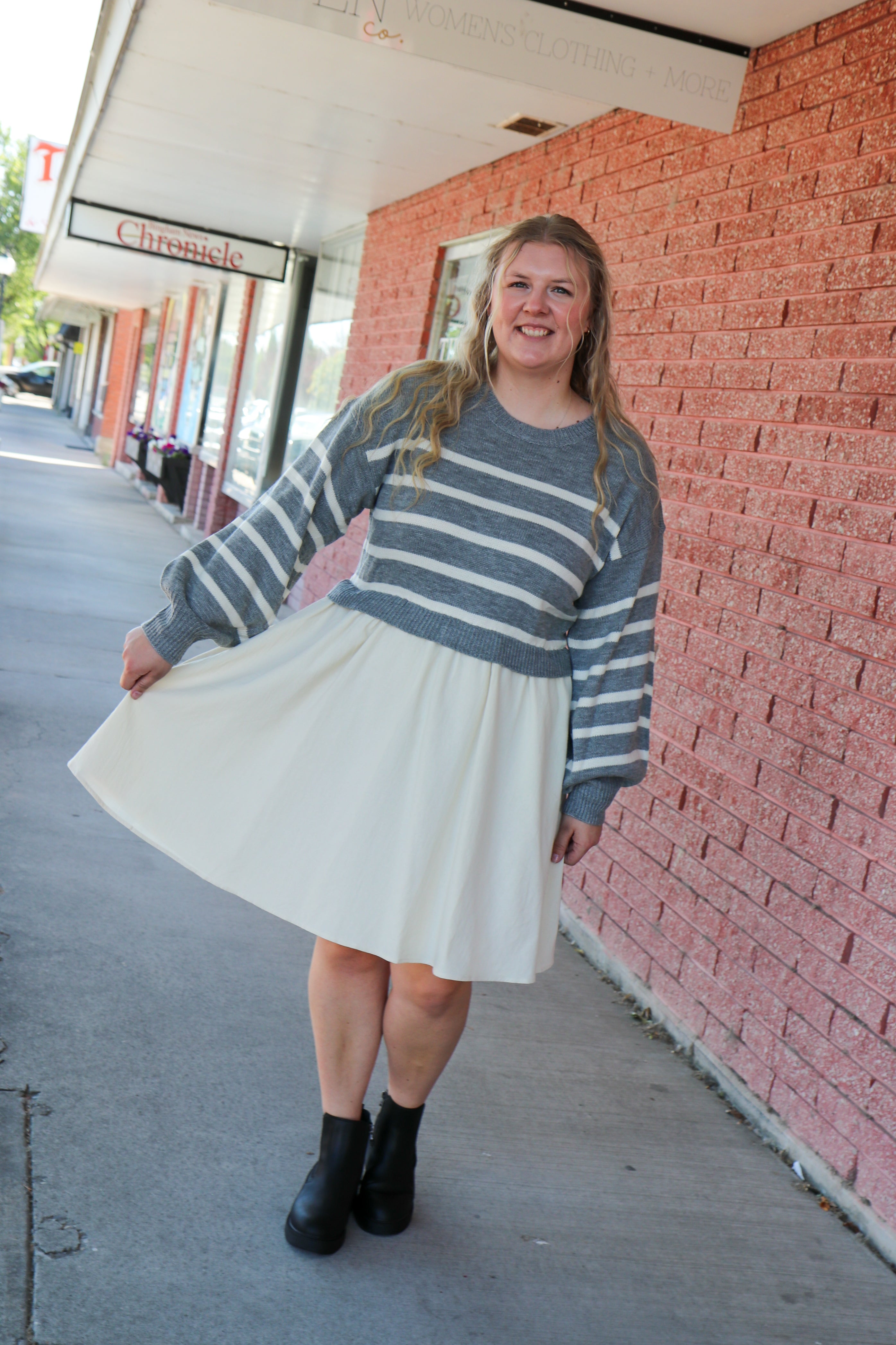 The Cameron Dress in Light Gray Shirts & Tops Mikarose- Tilden Co.