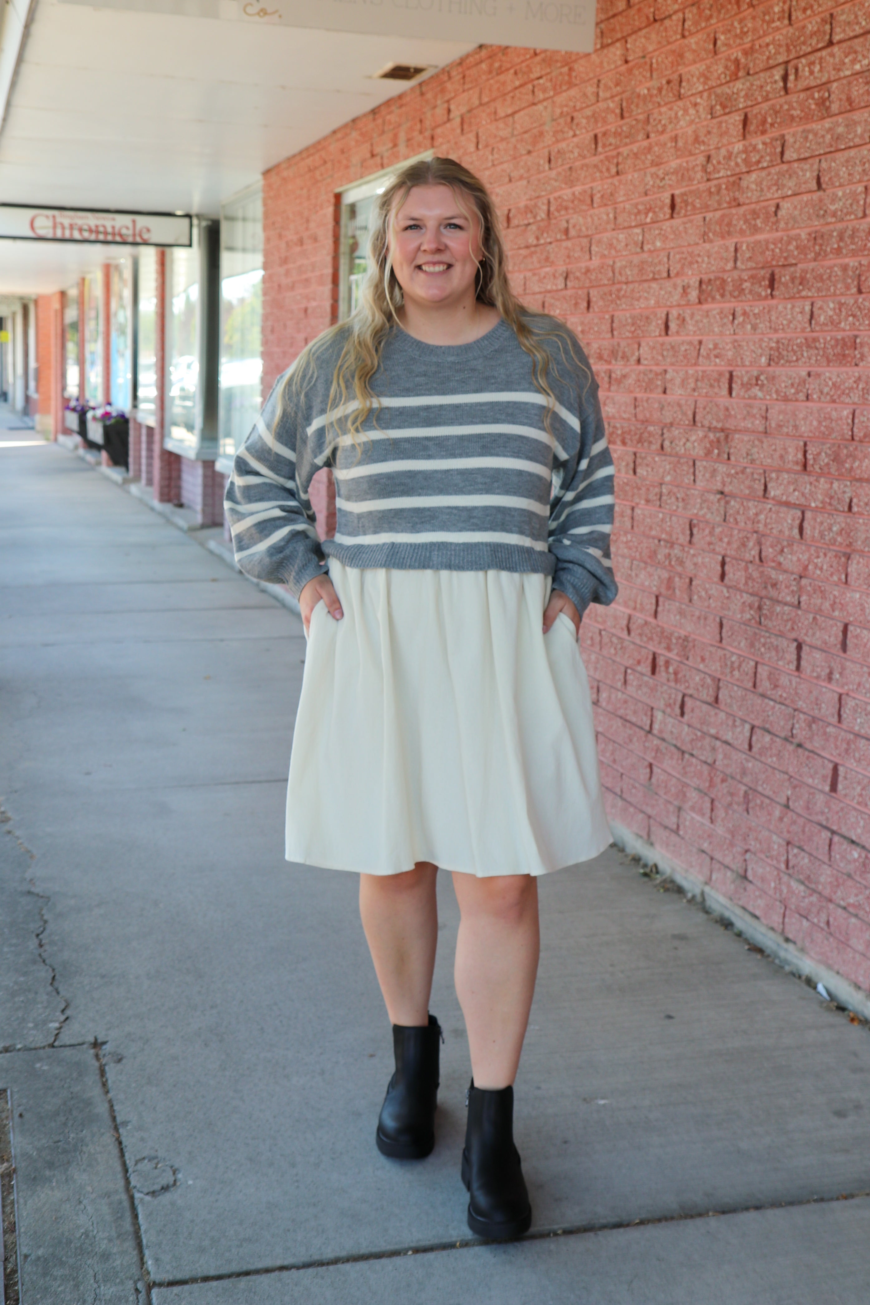 The Cameron Dress in Light Gray Shirts & Tops Mikarose- Tilden Co.