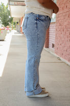 Mid Rise Comfort Stretch Boot Cut Light Acid Washed Jean    Bermuda Shorts Sneak Peek- Tilden Co.