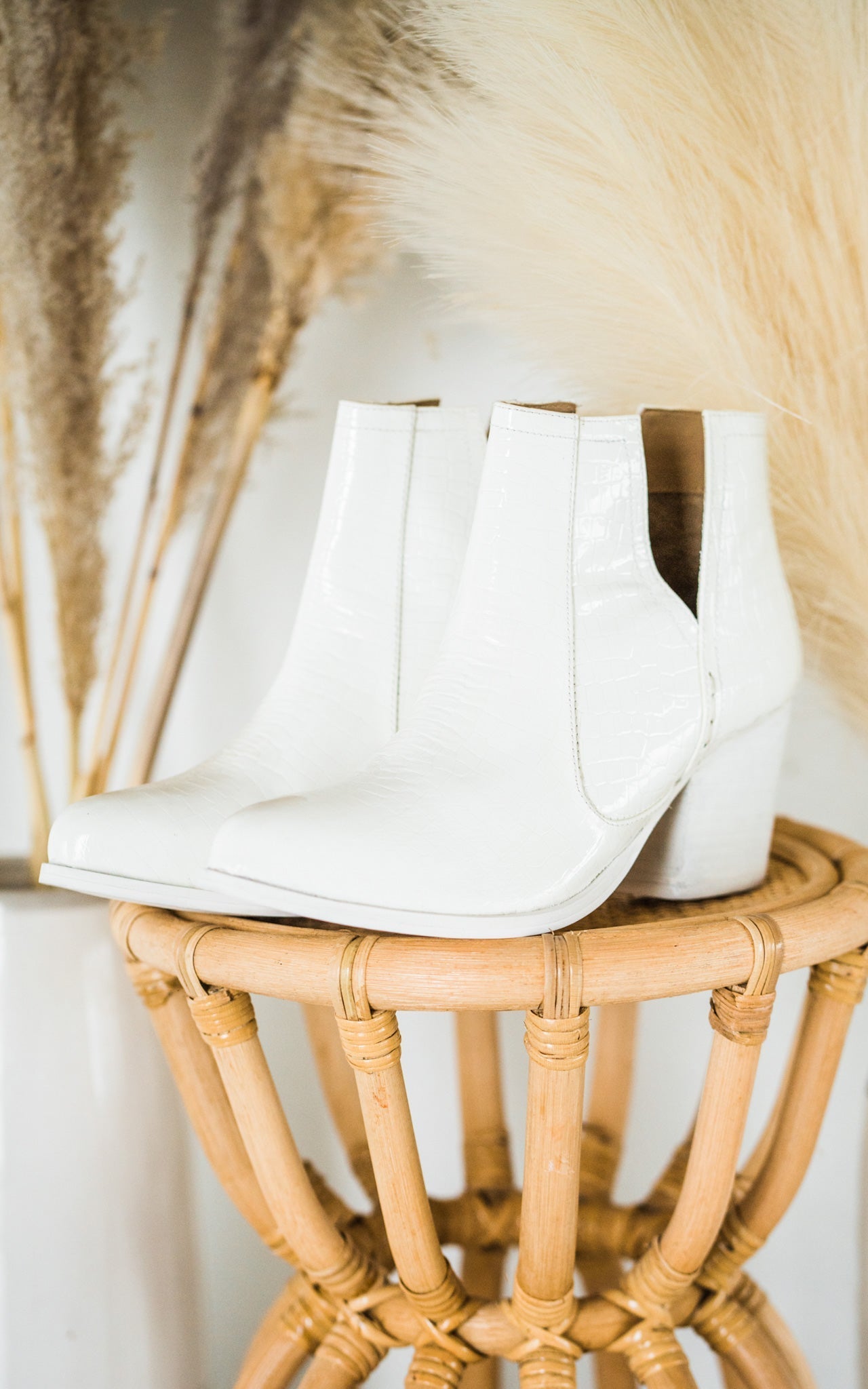 Tarim Booties in White Croc 110 Fashion Boots Naughty Monkey- Tilden Co.