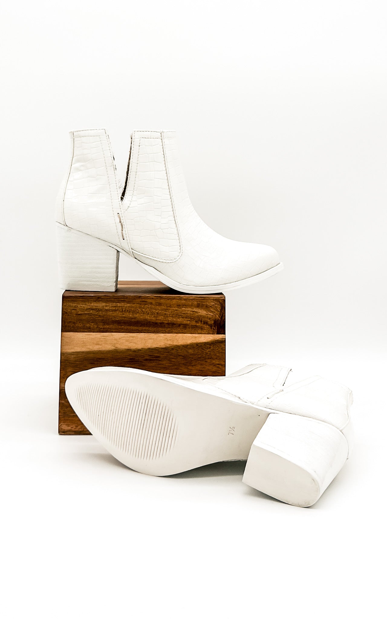 Tarim Booties in White Croc 110 Fashion Boots Naughty Monkey- Tilden Co.
