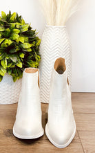 Tarim Booties in White Croc 110 Fashion Boots Naughty Monkey- Tilden Co.