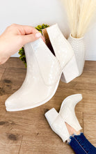 Tarim Booties in White Croc 110 Fashion Boots Naughty Monkey- Tilden Co.
