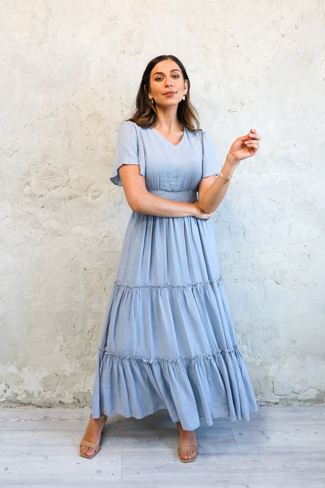 Taylor Dress in Chambray Blue    Dress Mikarose- Tilden Co.