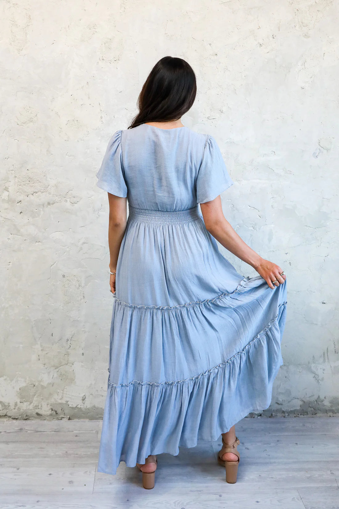 Taylor Dress in Chambray Blue    Dress Mikarose- Tilden Co.
