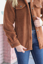 Teddy Sherpa Jacket in Espresso    Shacket Mikarose- Tilden Co.