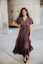 The Eden Dress in Cocoa Ditsy    Knee Length Dress Mikarose- Tilden Co.