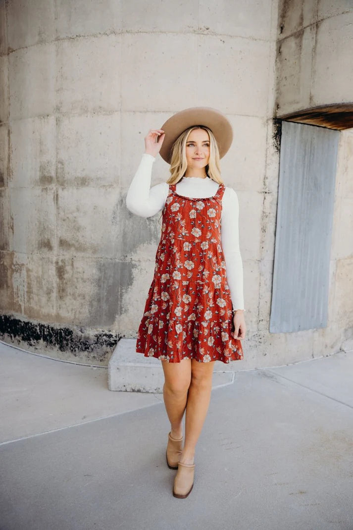 The Maddie Dress in Embered Petals    Knee Length Dress Mikarose- Tilden Co.