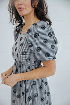 The Manhatten in Sunflower Gingham    Knee Length Dress Mikarose- Tilden Co.