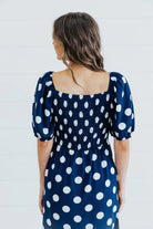 The Royal in Midnight Dottie    Midi Dress Mikarose- Tilden Co.