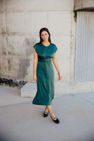 The Royce Dress in Emerald    Midi Dress Mikarose- Tilden Co.