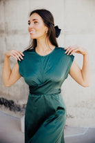 The Royce Dress in Emerald    Midi Dress Mikarose- Tilden Co.