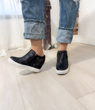 Timmibelle Wedge Sneaker in Black 120 Sneakers Naughty Monkey- Tilden Co.