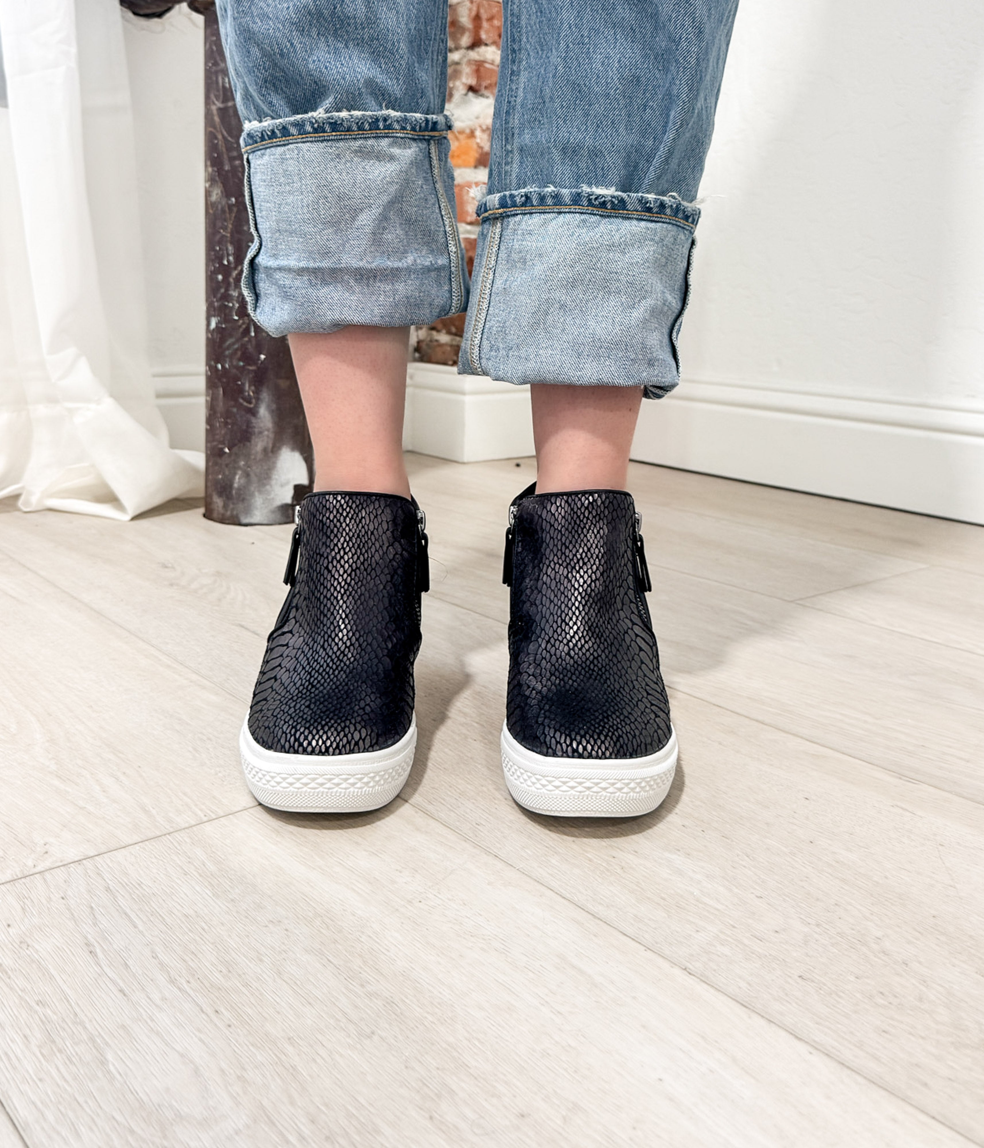 Timmibelle Wedge Sneaker in Black 120 Sneakers Naughty Monkey- Tilden Co.