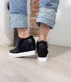 Timmibelle Wedge Sneaker in Black 120 Sneakers Naughty Monkey- Tilden Co.
