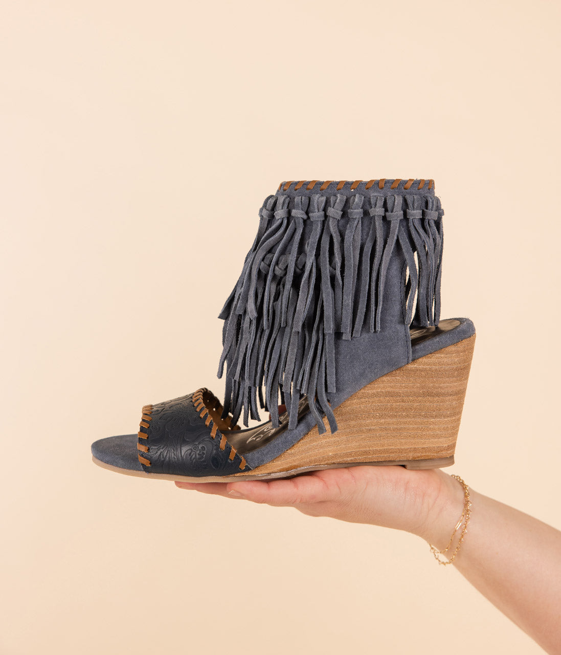 True Fringe Wedge in Denim 140 Wedges Naughty Monkey- Tilden Co.