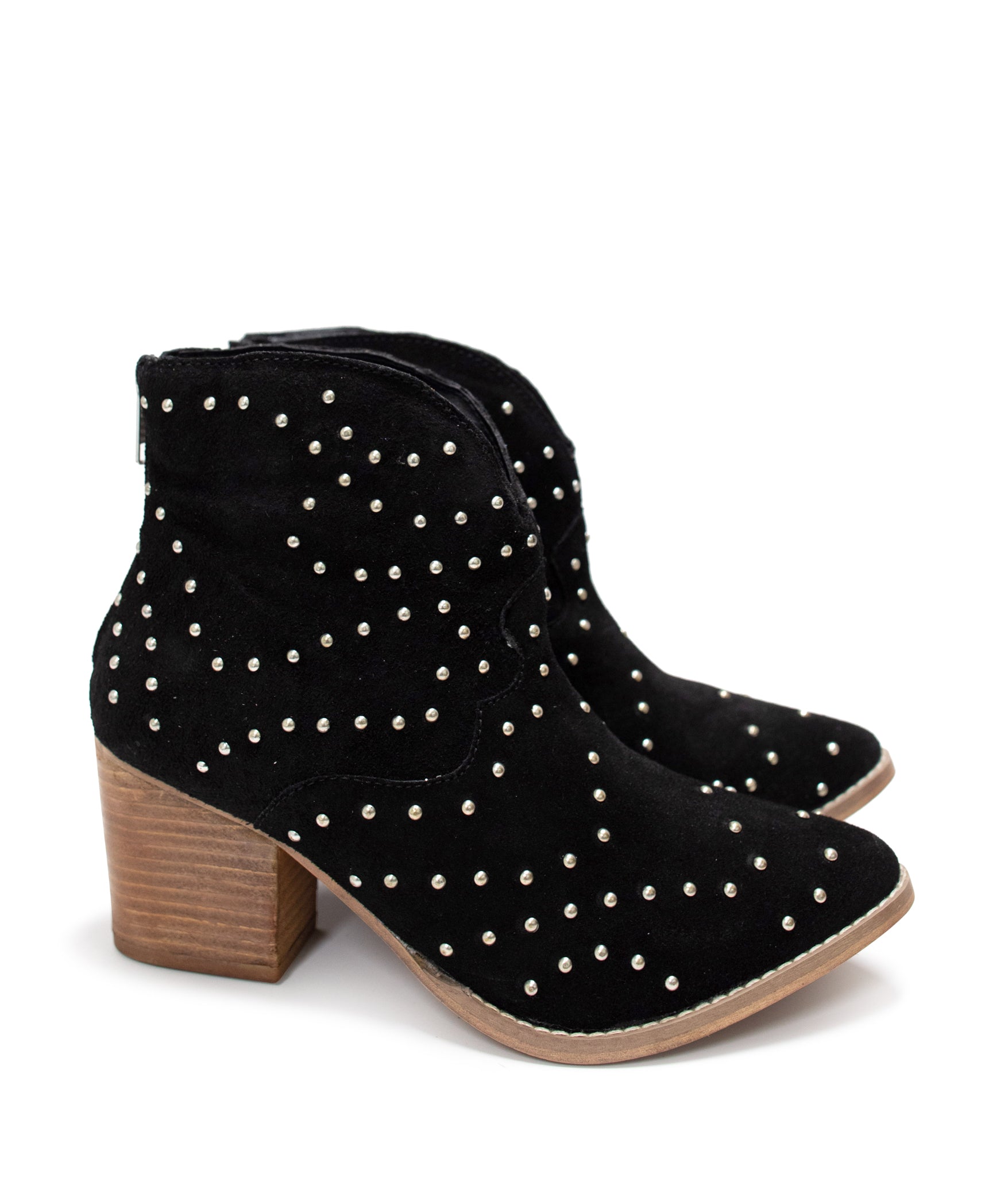 Twilight Studded Heeled Ankle Boot in Black 100 Western Boots Naughty Monkey- Tilden Co.