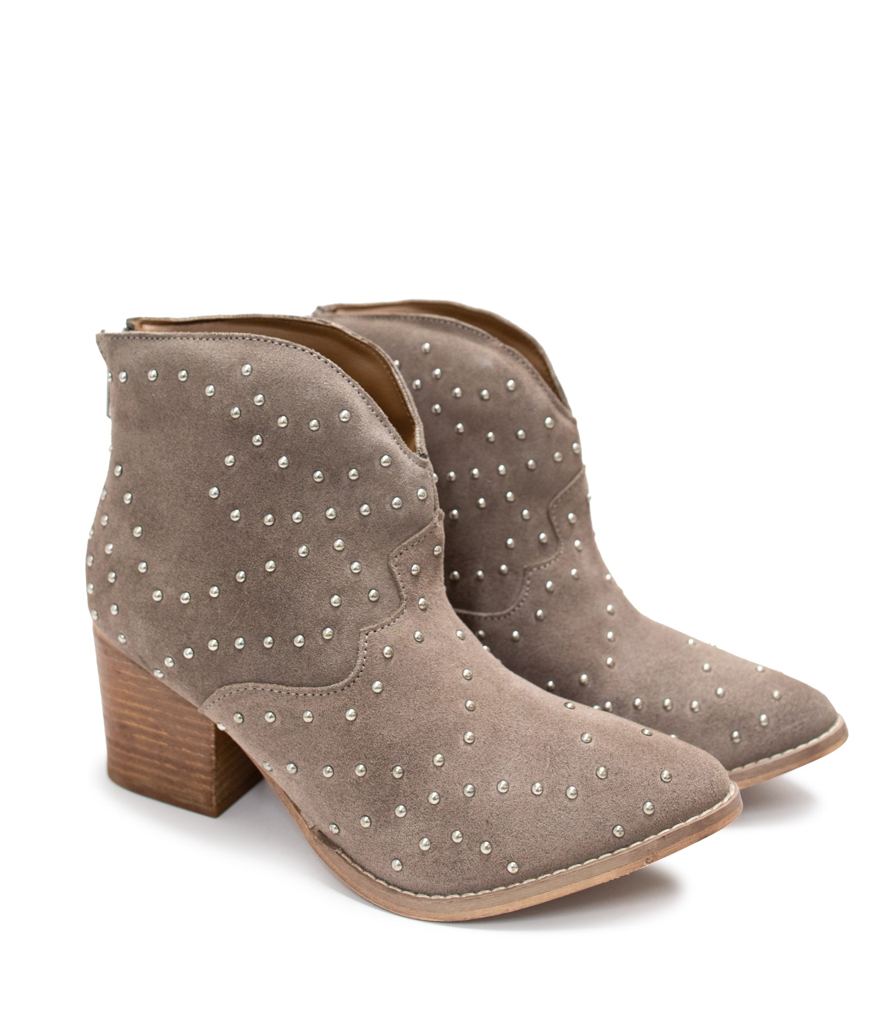 Twilight Studded Heeled Ankle Boot in Taupe    Shoes Ave Shops- Tilden Co.