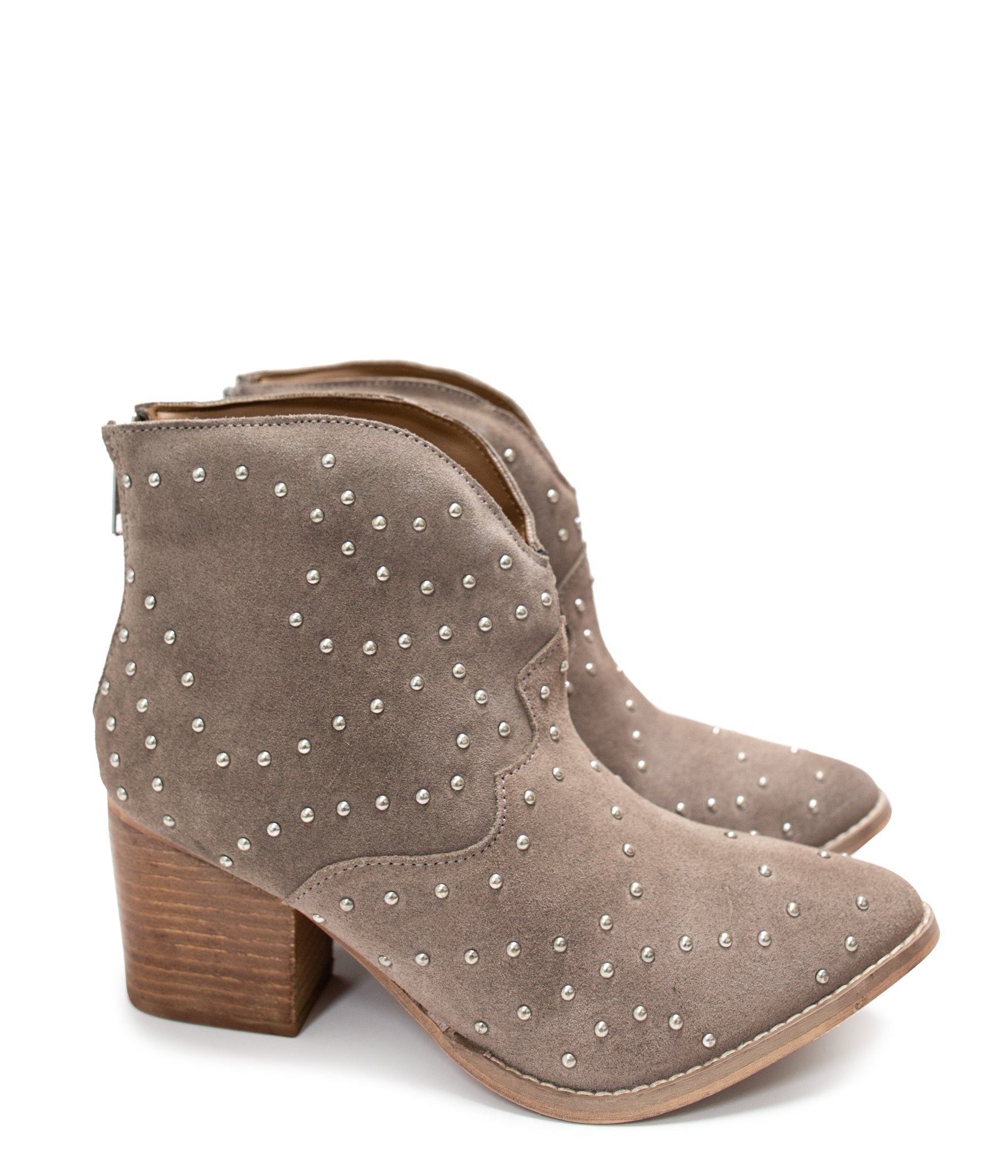 Twilight Studded Heeled Ankle Boot in Taupe    Shoes Ave Shops- Tilden Co.