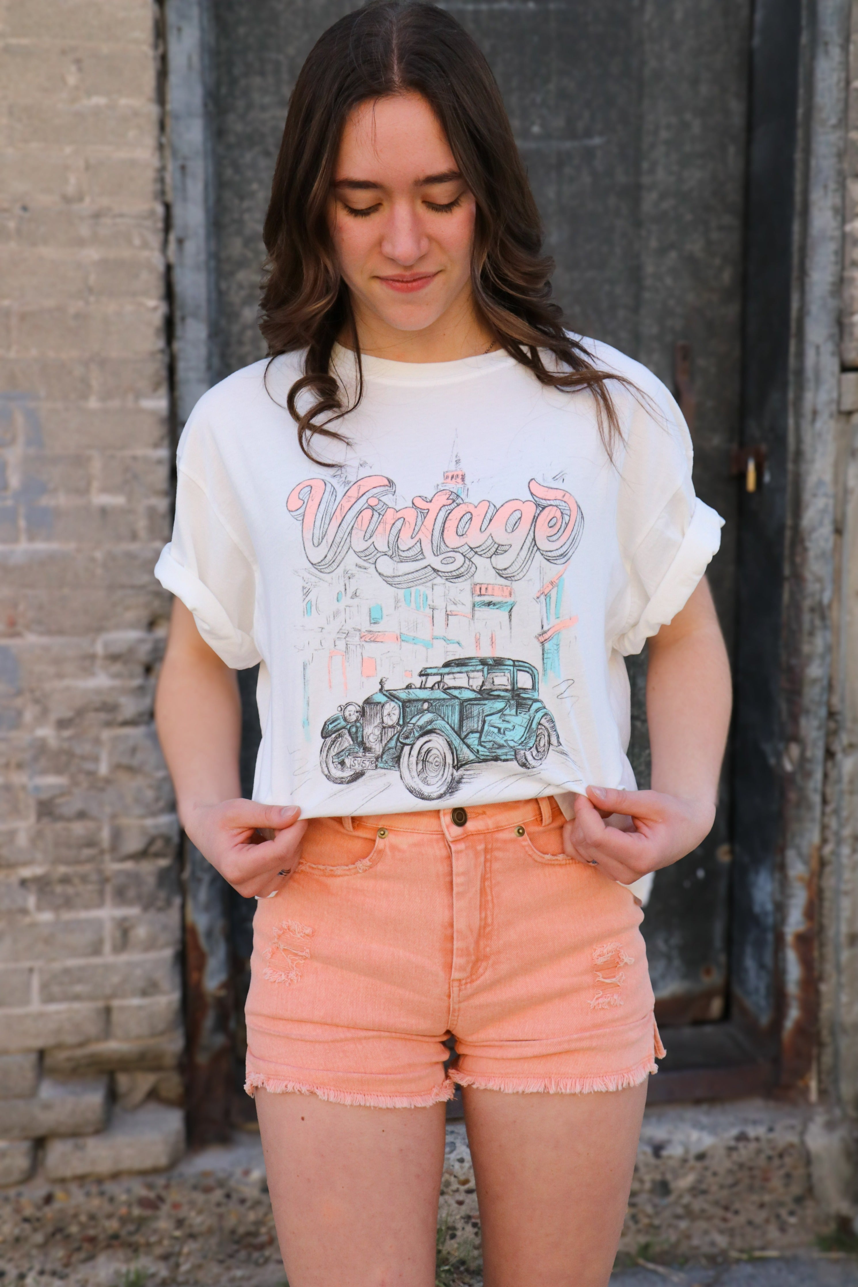 Vintage Car Cropped Graphic Tee    Shirts & Tops Rustee Clothing- Tilden Co.