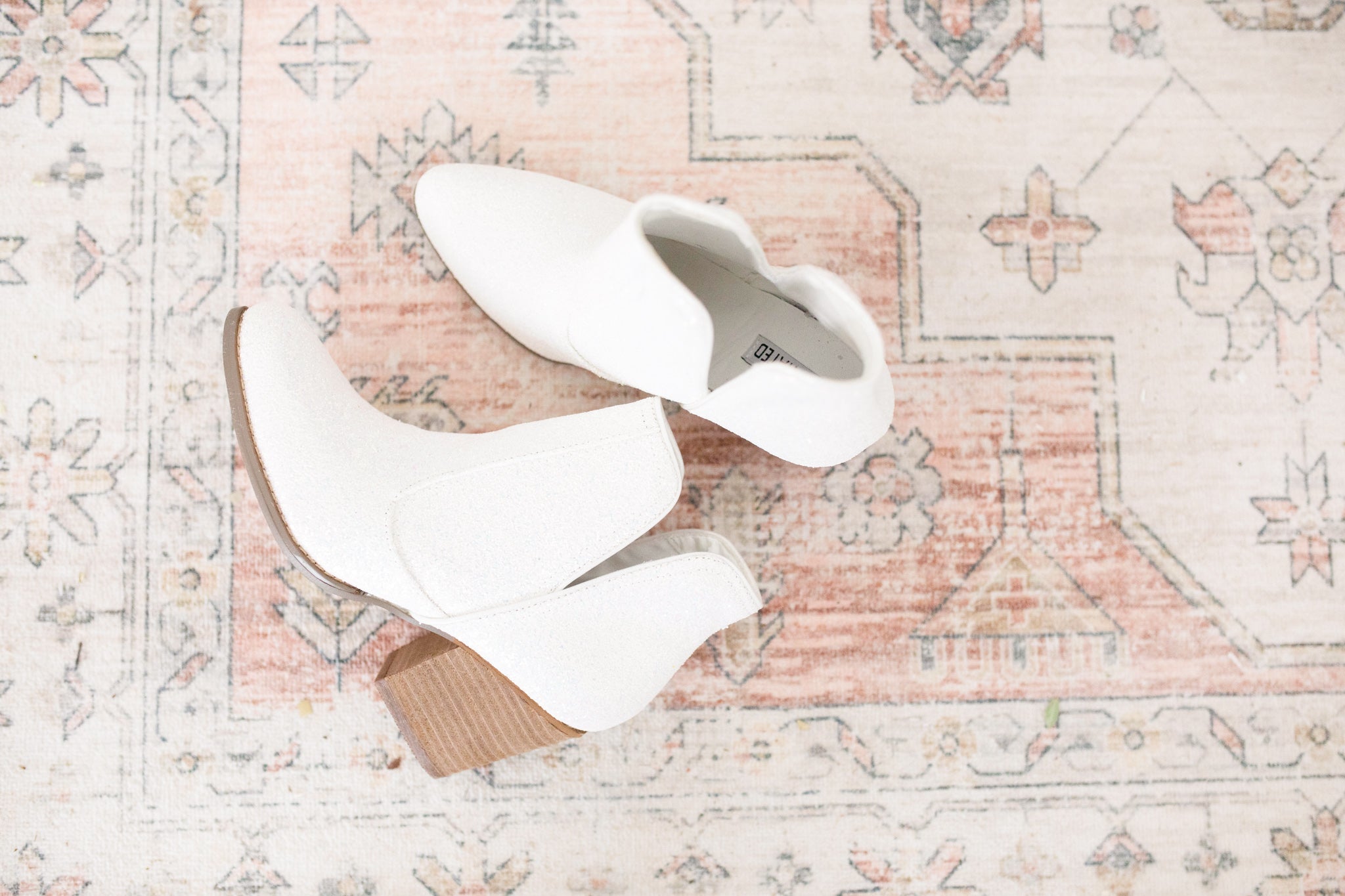 Fiera Glitter Booties in White 110 Fashion Boots Naughty Monkey- Tilden Co.