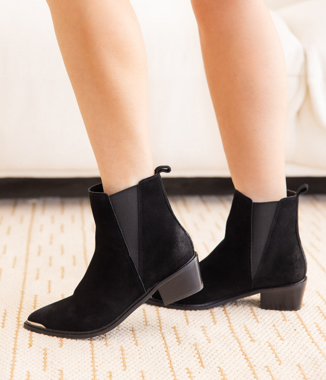 Wylie Suede Ankle Boot in Black 100 Western Boots Naughty Monkey- Tilden Co.