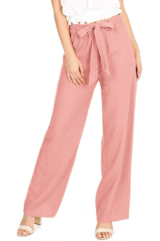 Sandy Shores Linen Pants in Rose    joggers Lana Roux- Tilden Co.