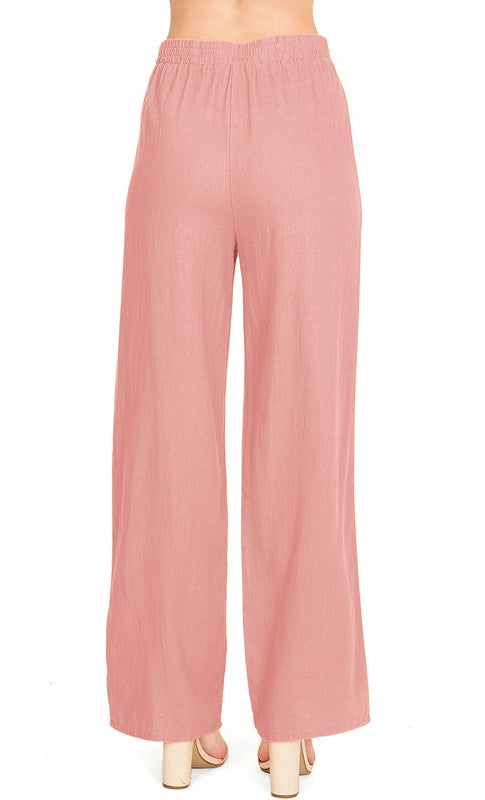 Sandy Shores Linen Pants in Rose - Final Sale    Pants Lana Roux- Tilden Co.