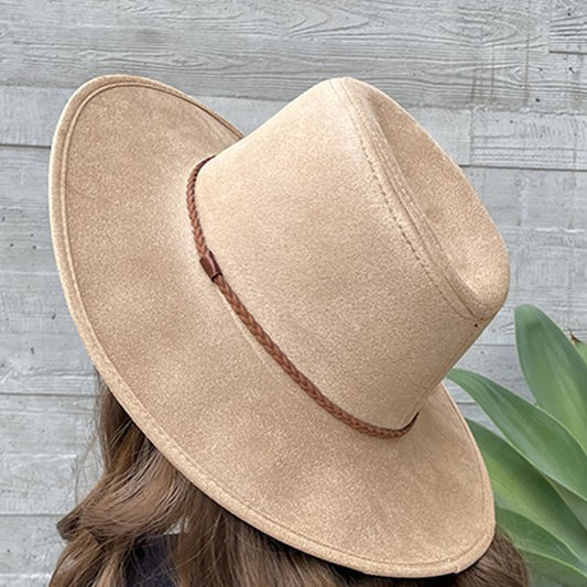 Vegan Suede Panama Hat Taupe Taupe  Hats Love and Thyme- Tilden Co.