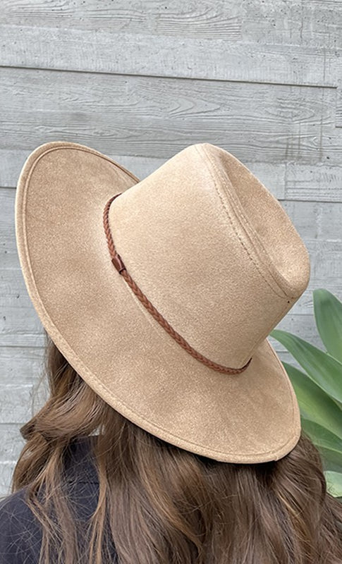Vegan Suede Panama Hat Taupe Taupe  Hats Love and Thyme- Tilden Co.