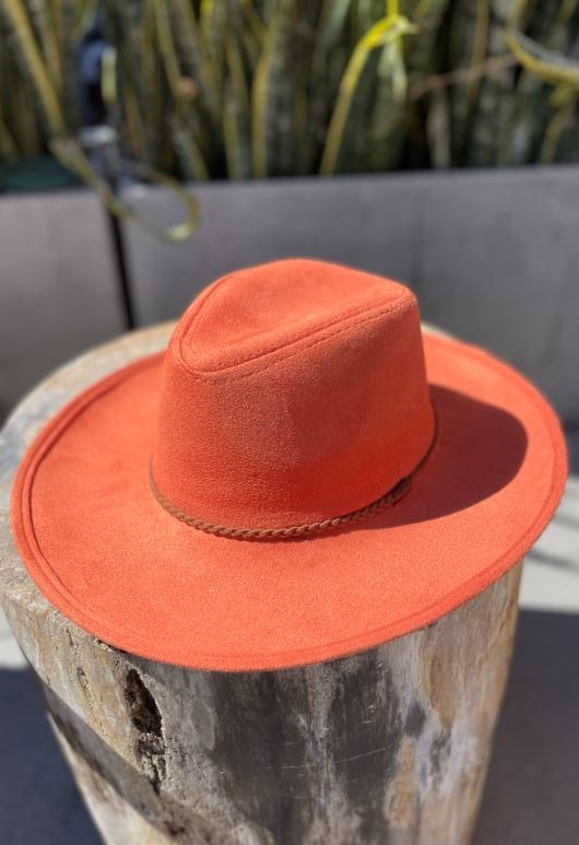 Vegan Suede Panama Hat Rust Rust  Hats Love and Thyme- Tilden Co.