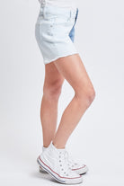 Girls Mid Rise Color Block Shorts With Fray Hem    Shorts YMI Jeanswear- Tilden Co.