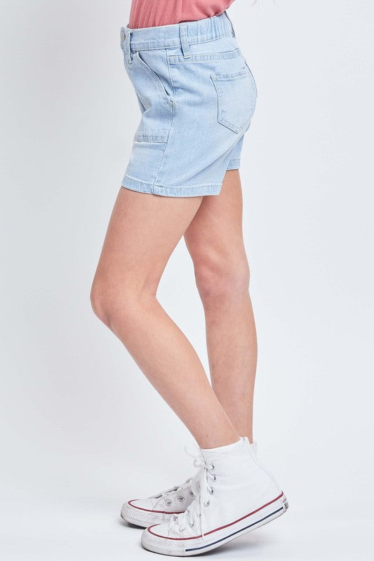 Girls High Rise Denim Shorts With Porkchop Pockets    Girls Shorts YMI Jeanswear- Tilden Co.