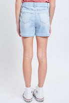 Girls High Rise Denim Shorts With Porkchop Pockets    Shorts YMI Jeanswear- Tilden Co.